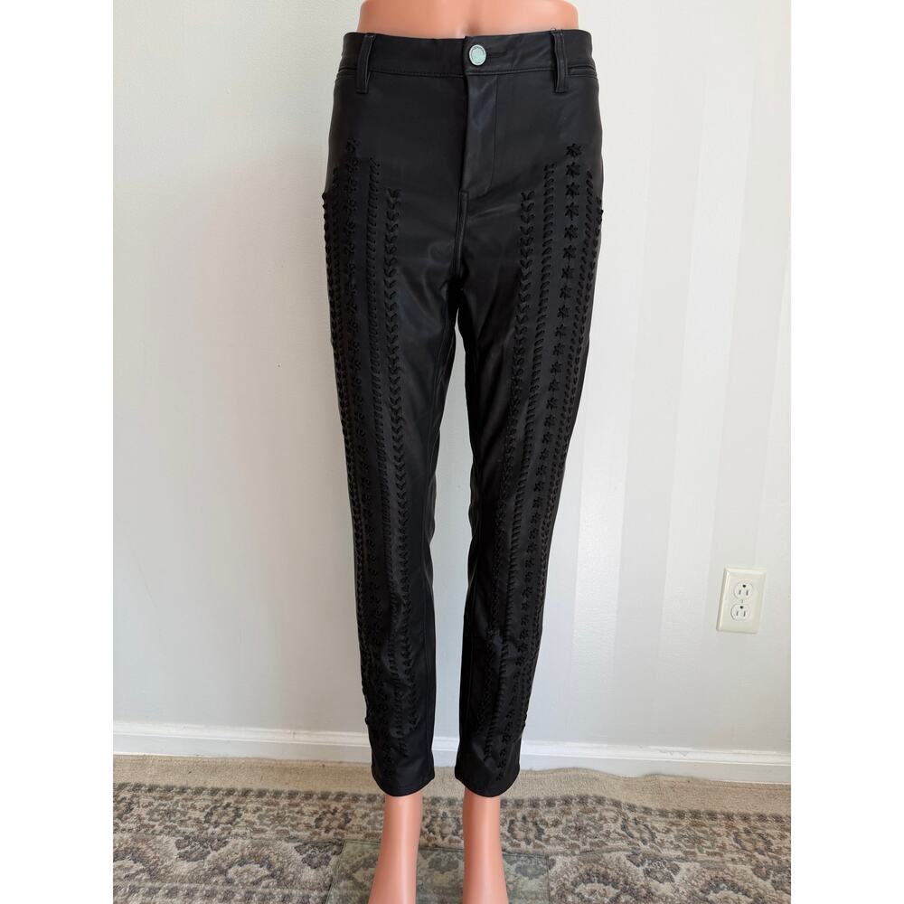 BLANKNYC Black Faux Leather Whip Stitch Leg Pants Sz 30